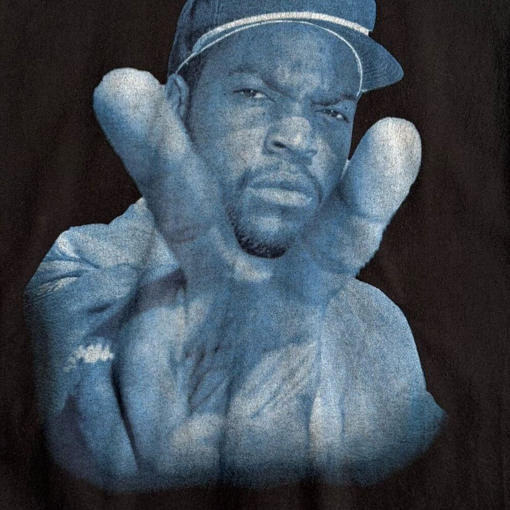 Ice Cube T-Shirt Mens M Black Blue Rap Tee Hip Hop Graphic West Coast Streetwear - Picture 2 of 7